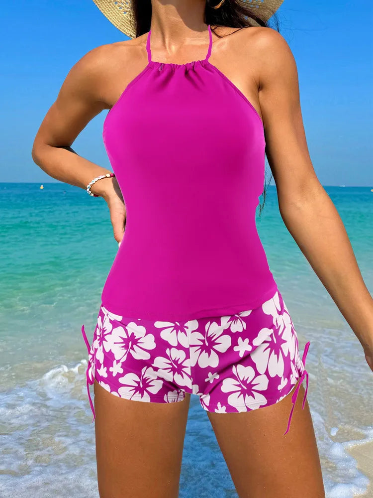 Women's Backless Bikini Tankini Set