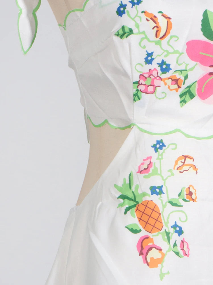 Women's Patchwork Lace-Up Sleeveless Dress