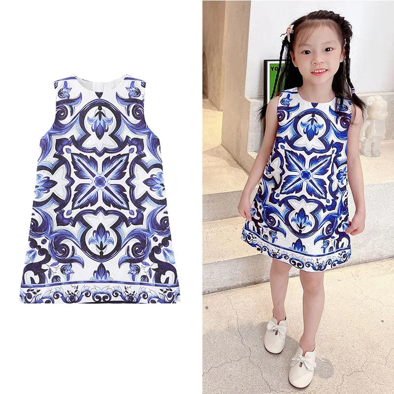 Girls' Printed Princess Party Dress