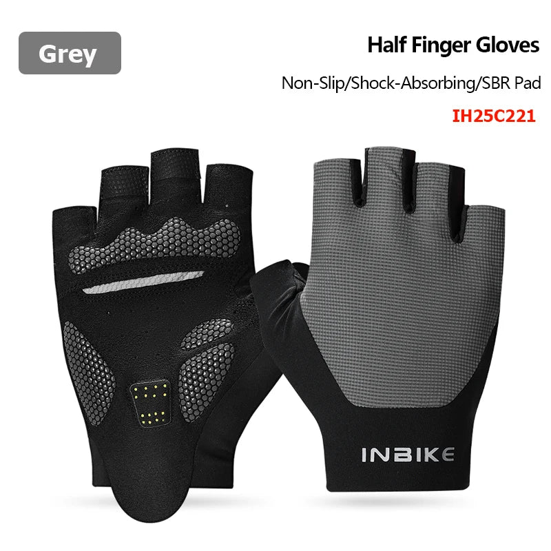 INBIKE 2025 Summer Cycling Gloves for Men Shock-Absorbing Padded Breathable Bicycle Gloves MTB Road Mountain Bike Riding Gloves