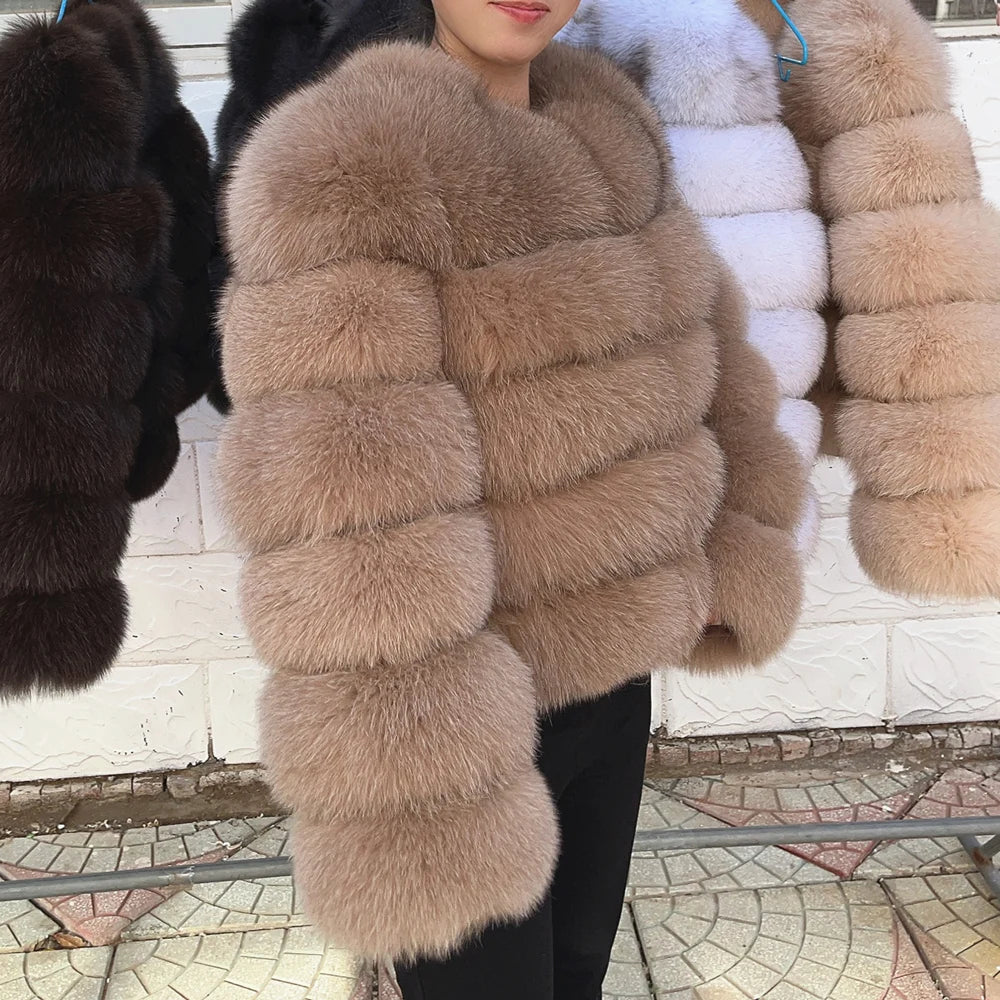 QUEENTINA Real Fox Fur Coat
