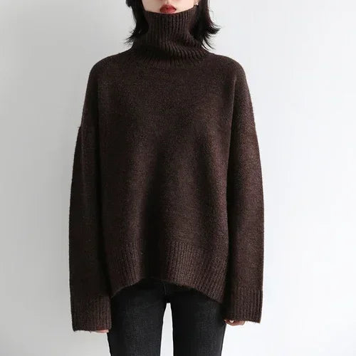 Autumn Winter Solid Turtleneck Sweater