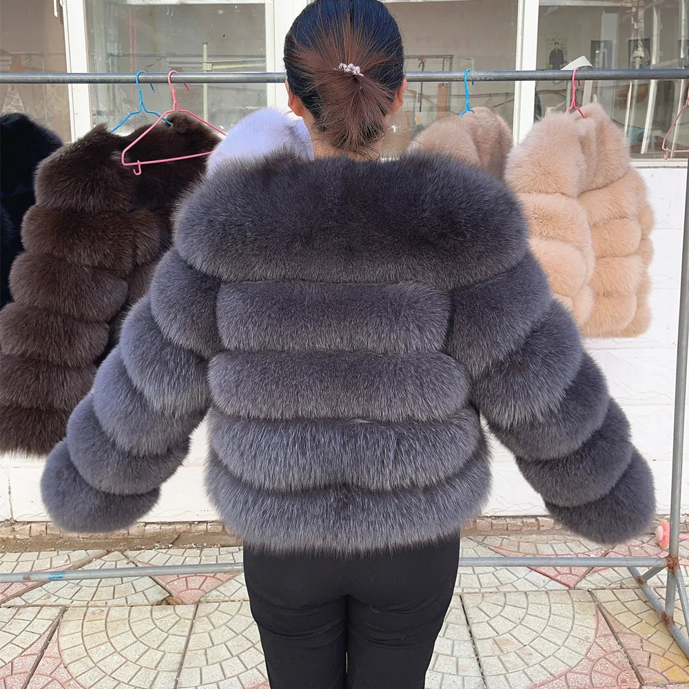 QUEENTINA Real Fox Fur Coat