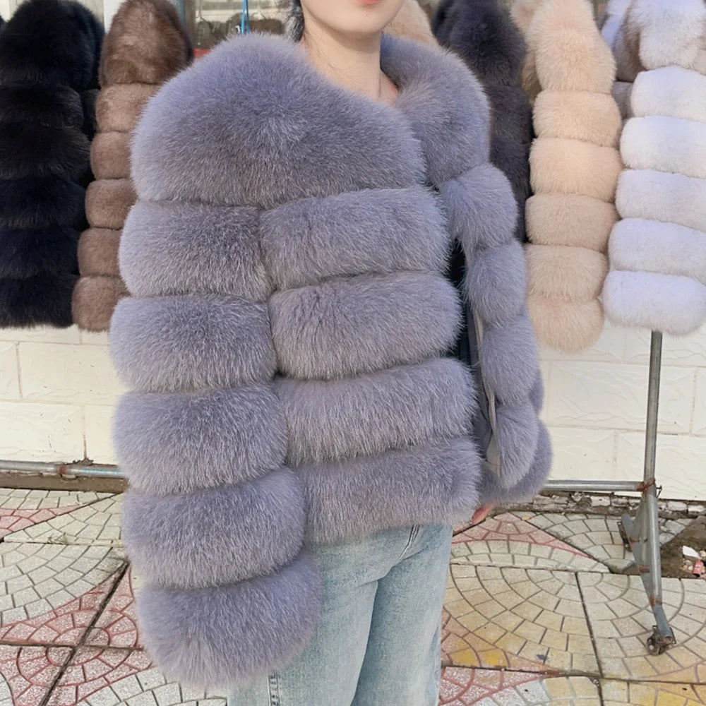 QUEENTINA Real Fox Fur Coat