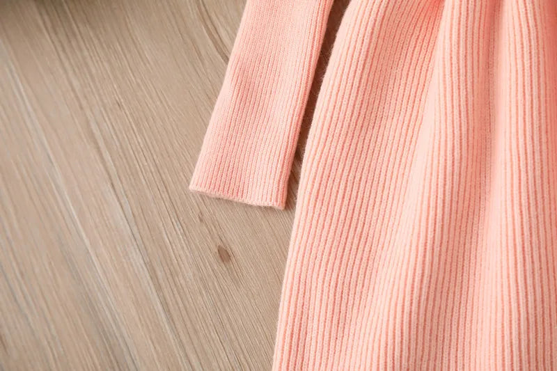 Girls' Woolen Bow Knit Jumpsuit Dress