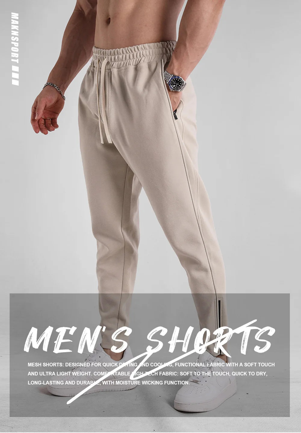 Men's Clothing Sport Casual Zipper Baggy Pants Cotton Long Trousers Outdoor Gym Fitness Workout Jogging Sweatpants Trackpants