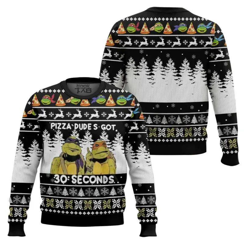 Teenage Mutant Ninja Turtles Printed Christmas Ugly Sweater Round Neck Cool Street Vitality Comfortable Close fitting Unisex