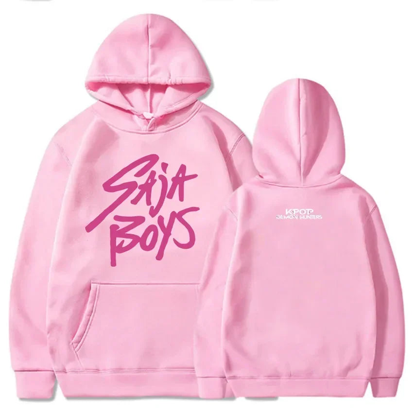 KPop Demon Hunters Saja Boys Hoodie Long Sleeve Movie Printing Sweatshirt Hooded Fleece Casual Female Fashion Harajuku Unisex