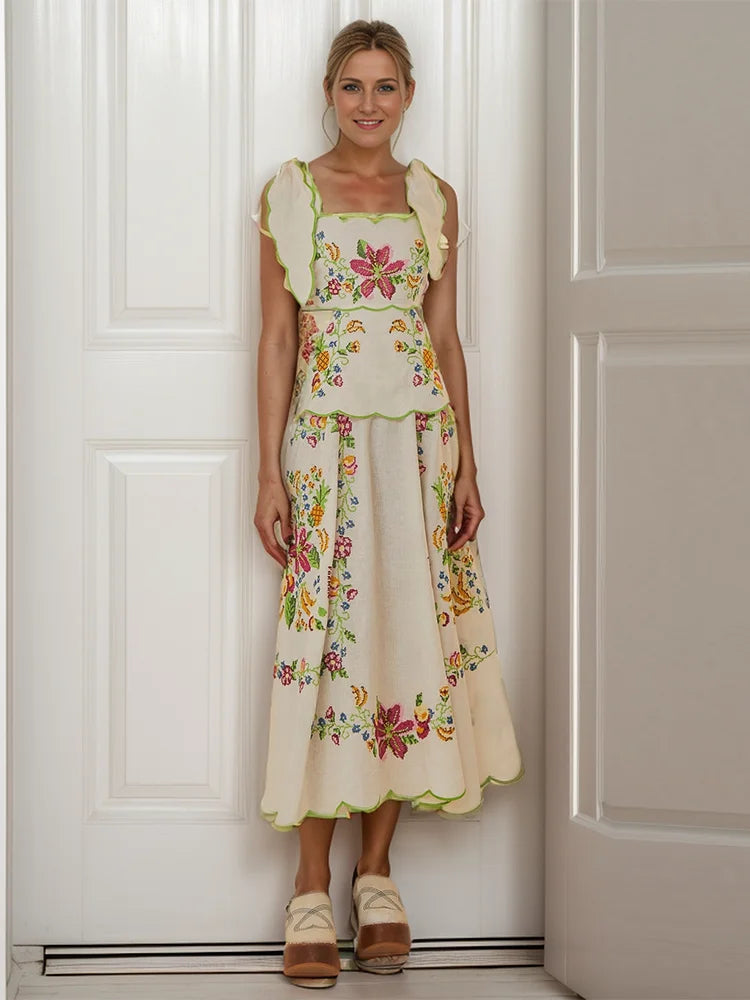 Women's Patchwork Lace-Up Sleeveless Dress