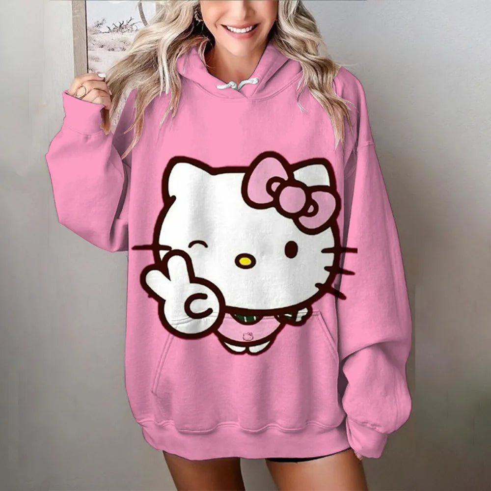 Japanese Anime Sanrio Kuromi Cute Women's Hoodie Student Y2K Sweatshirt Spring and Autumn Outdoor Sports and Leisure Pullover