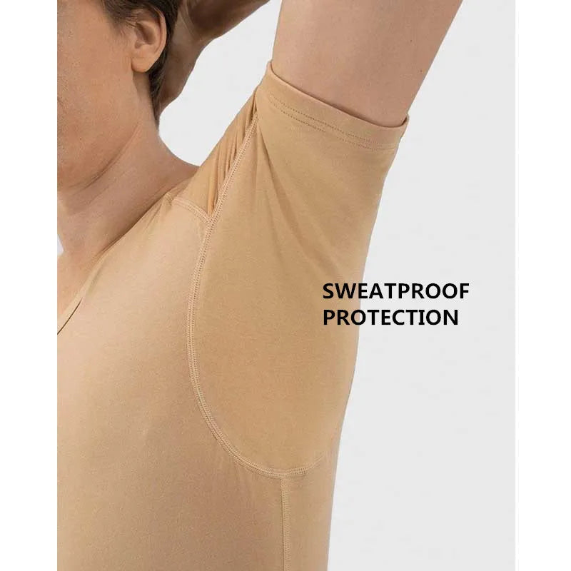 Premium Confortable Micro Modal Sweat Proof Undershirt T-Shirt Anti-Transpirant Homme Sweatproof Under Shirt With Sweatpad