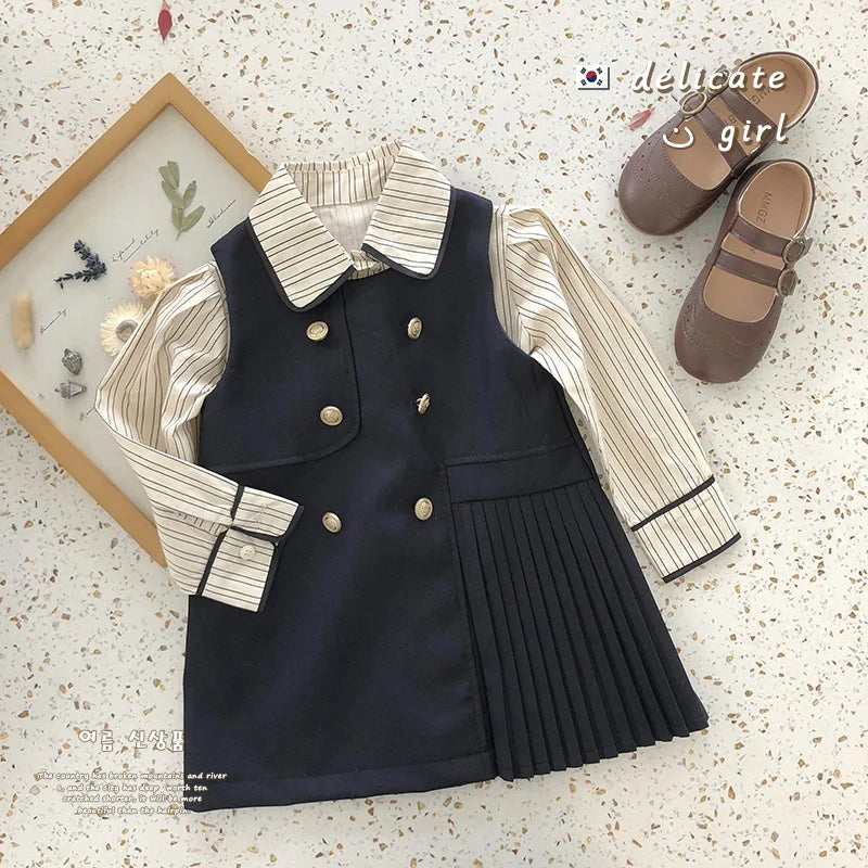 Girls' School Blouse & Sundress Set (2-8Y)