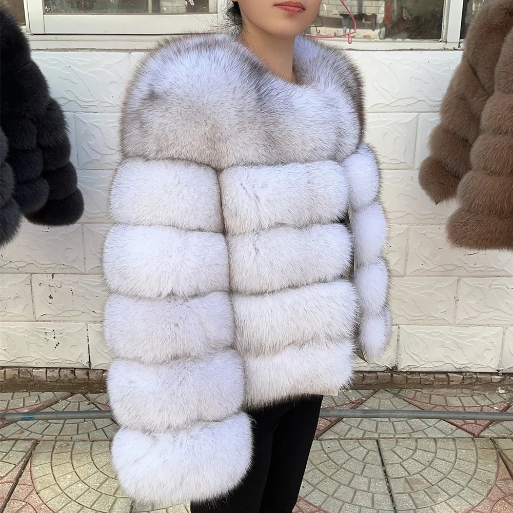 QUEENTINA Real Fox Fur Coat