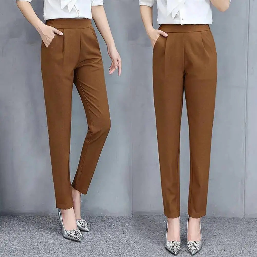 Women's High-Waist Slim Straight Ankle Pants