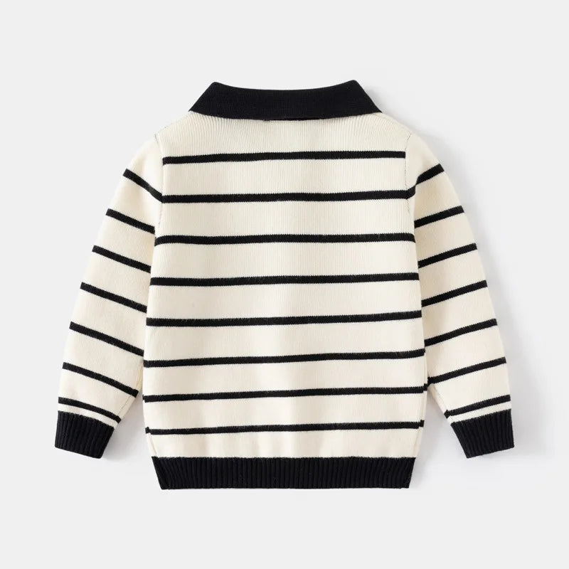 Baby Boys' Striped Bear Embroidery Sweater