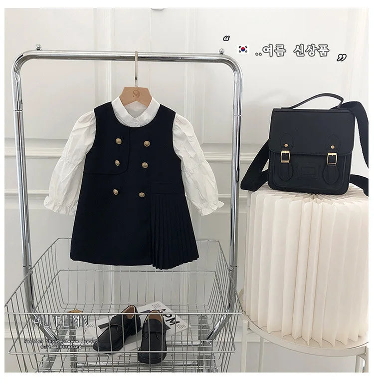 Girls' School Blouse & Sundress Set (2-8Y)