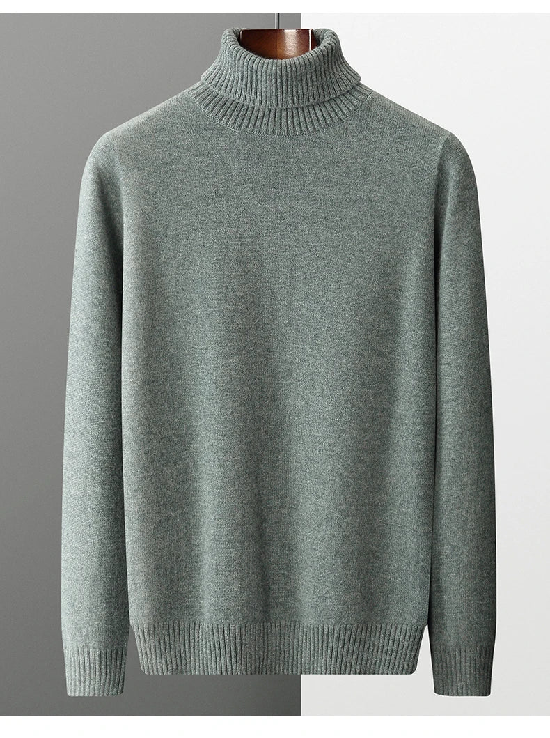 MVLYFLRT Men's Sweater Autumn and Winter New Cashmere Sweater 100% Pure Wool Knitting Sweater Fashion High Lapel Pullover Top