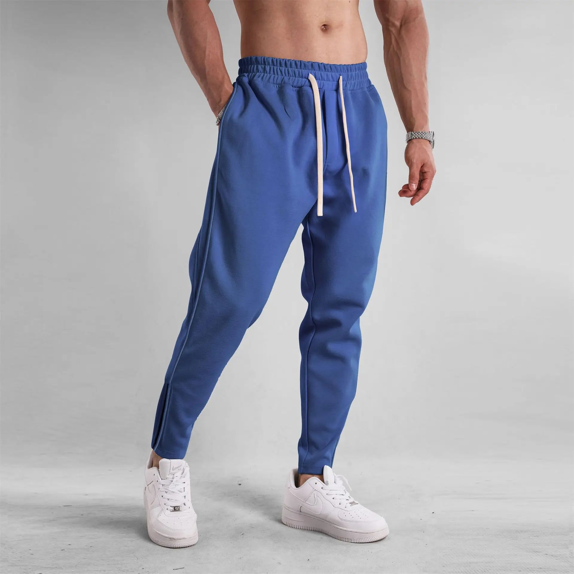 Men's Clothing Sport Casual Zipper Baggy Pants Cotton Long Trousers Outdoor Gym Fitness Workout Jogging Sweatpants Trackpants