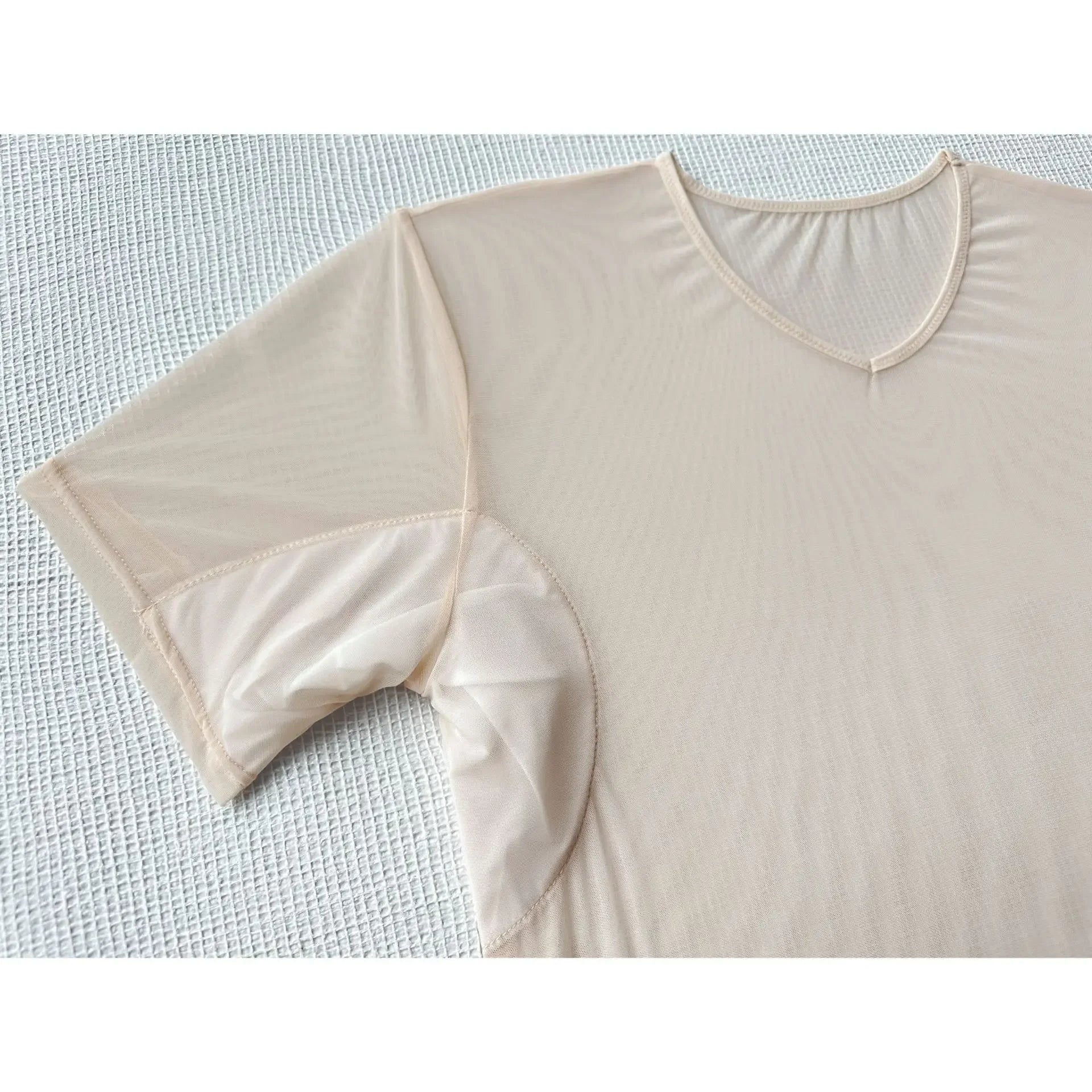 Men's Mesh Vest with Sweat Absorbent Pad Short Sleeve Sweatshirt Breathable Underarm Moisture Wicking Comfortable Innerwear