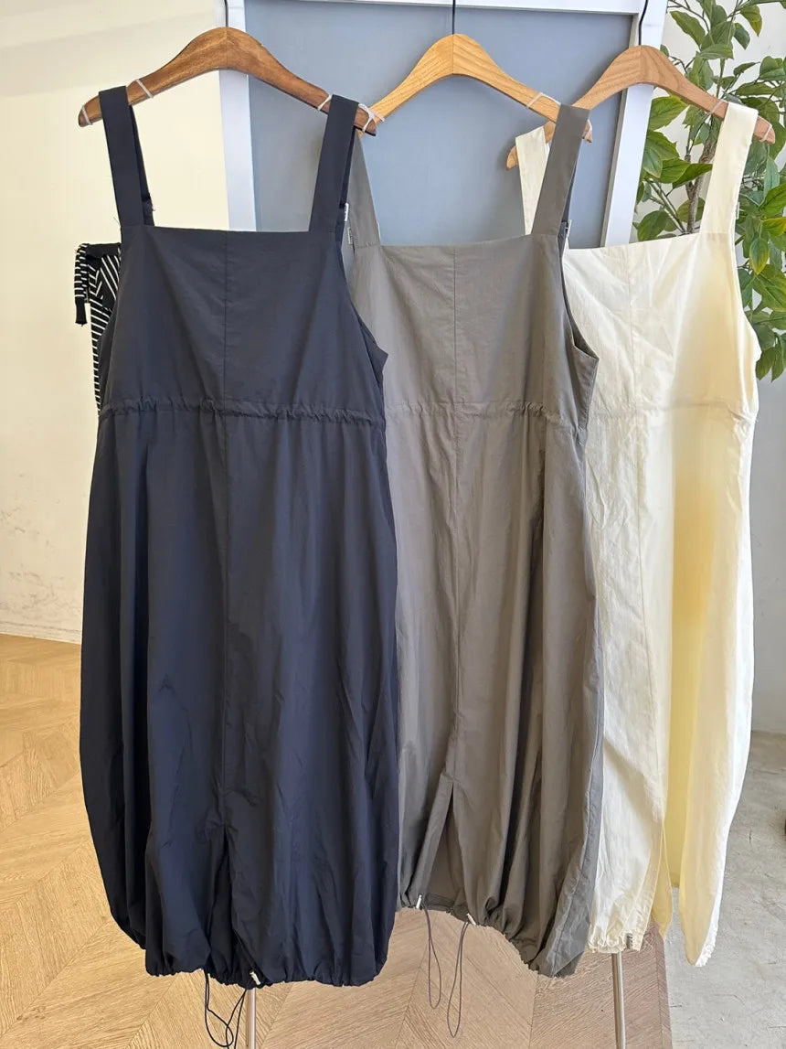 Women's Square Neck Drawstring Camisole Dress
