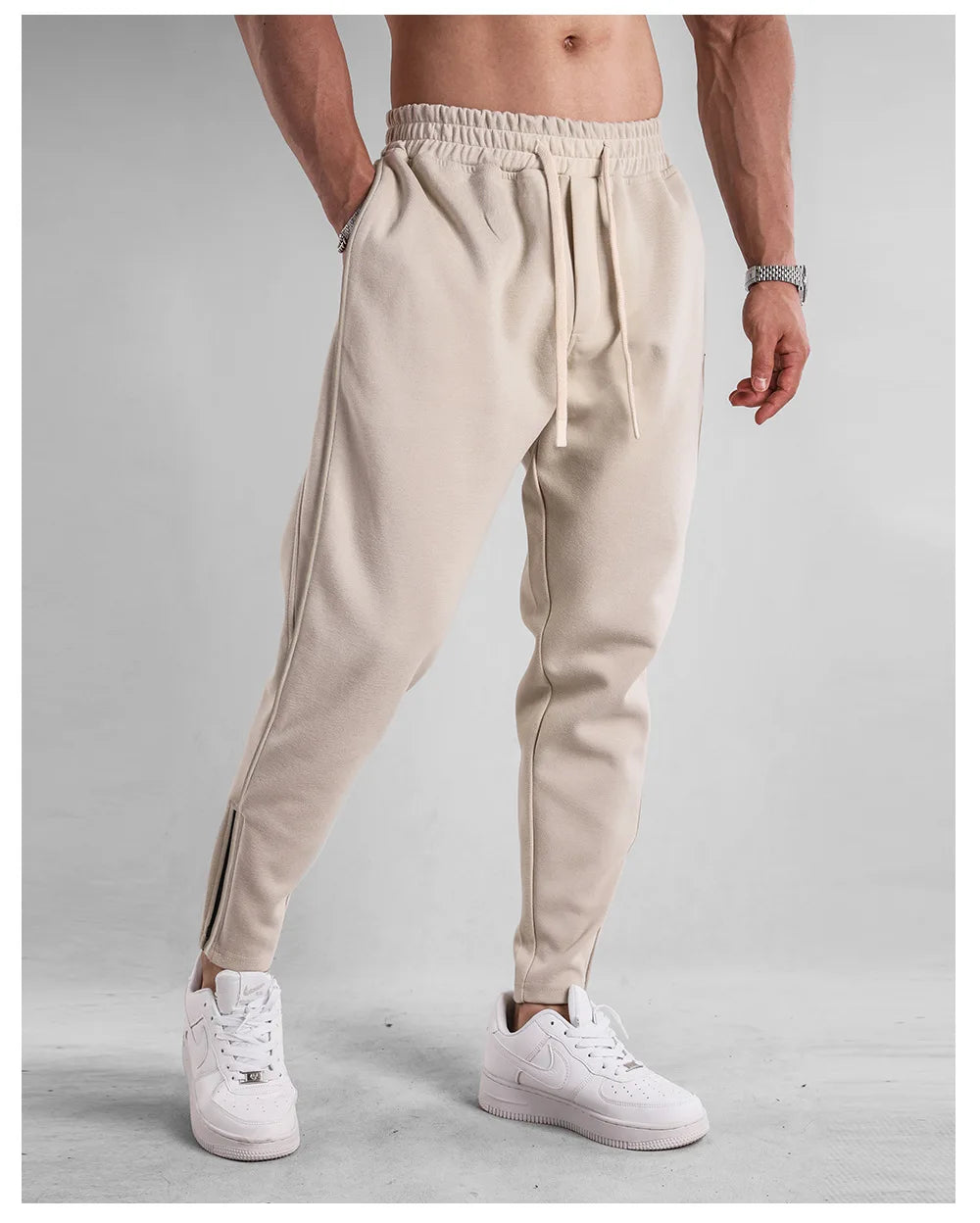 Men's Clothing Sport Casual Zipper Baggy Pants Cotton Long Trousers Outdoor Gym Fitness Workout Jogging Sweatpants Trackpants