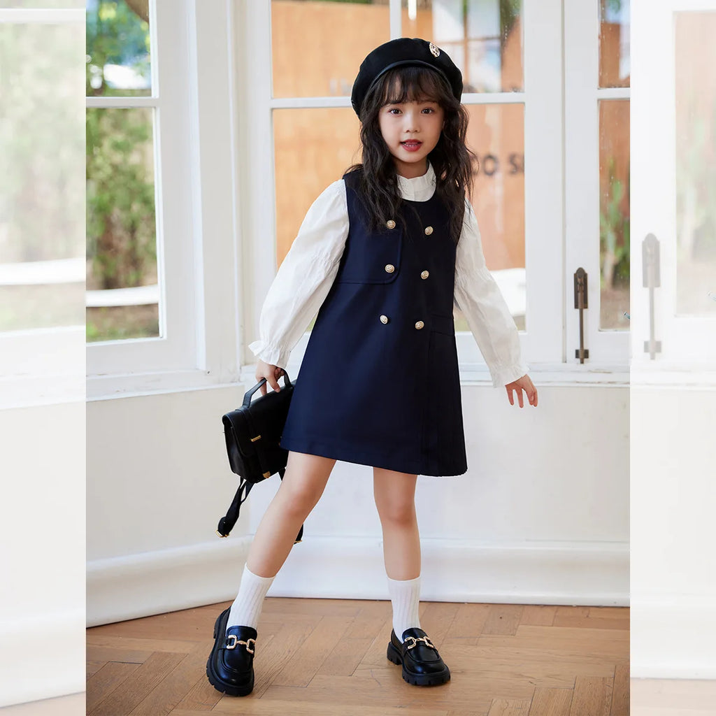 Girls' School Blouse & Sundress Set (2-8Y)