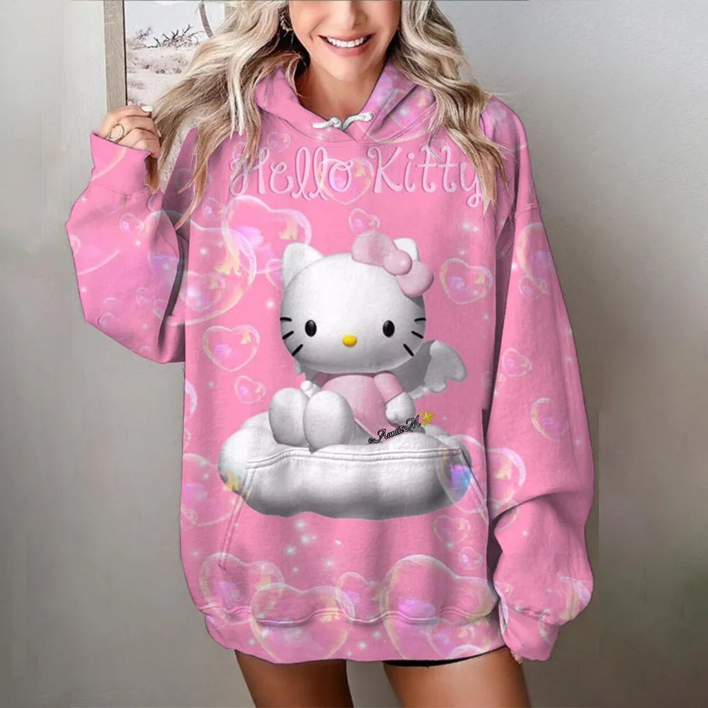 Japanese Anime Sanrio Kuromi Cute Women's Hoodie Student Y2K Sweatshirt Spring and Autumn Outdoor Sports and Leisure Pullover