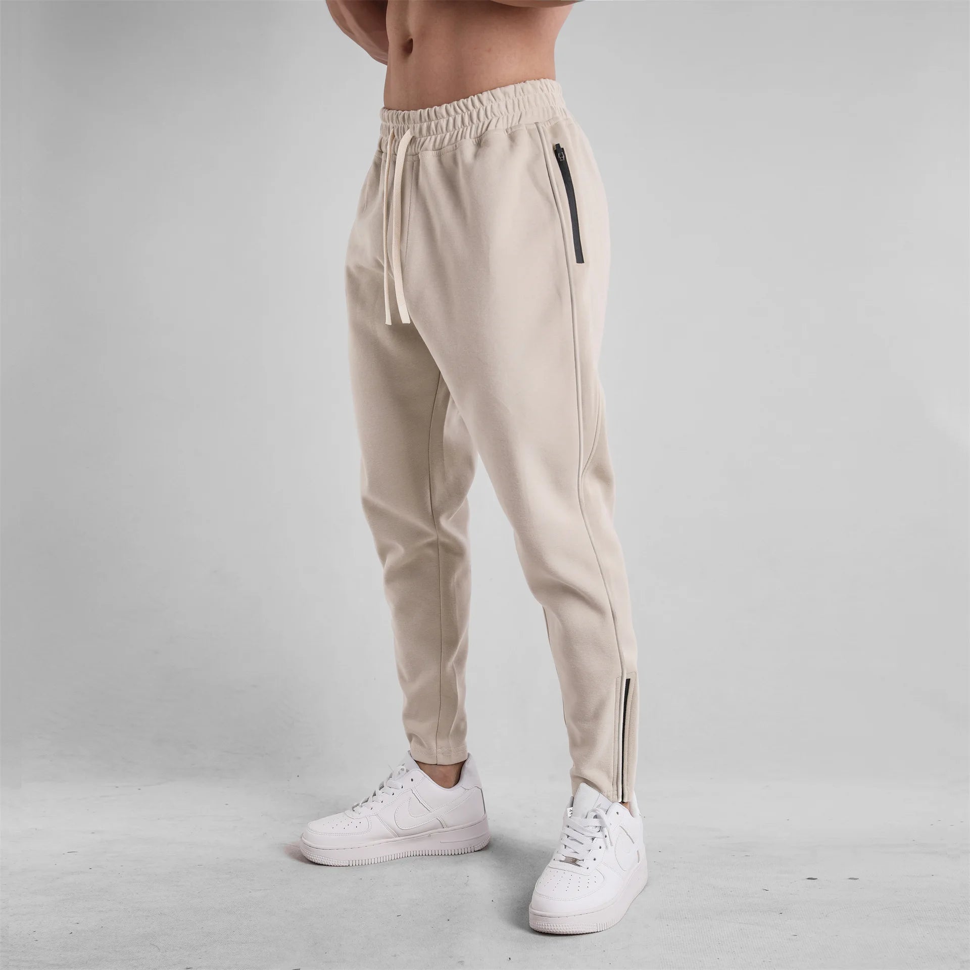 Men's Clothing Sport Casual Zipper Baggy Pants Cotton Long Trousers Outdoor Gym Fitness Workout Jogging Sweatpants Trackpants