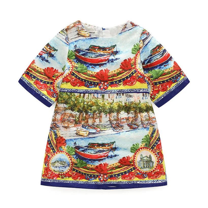 Girls' Printed Princess Party Dress