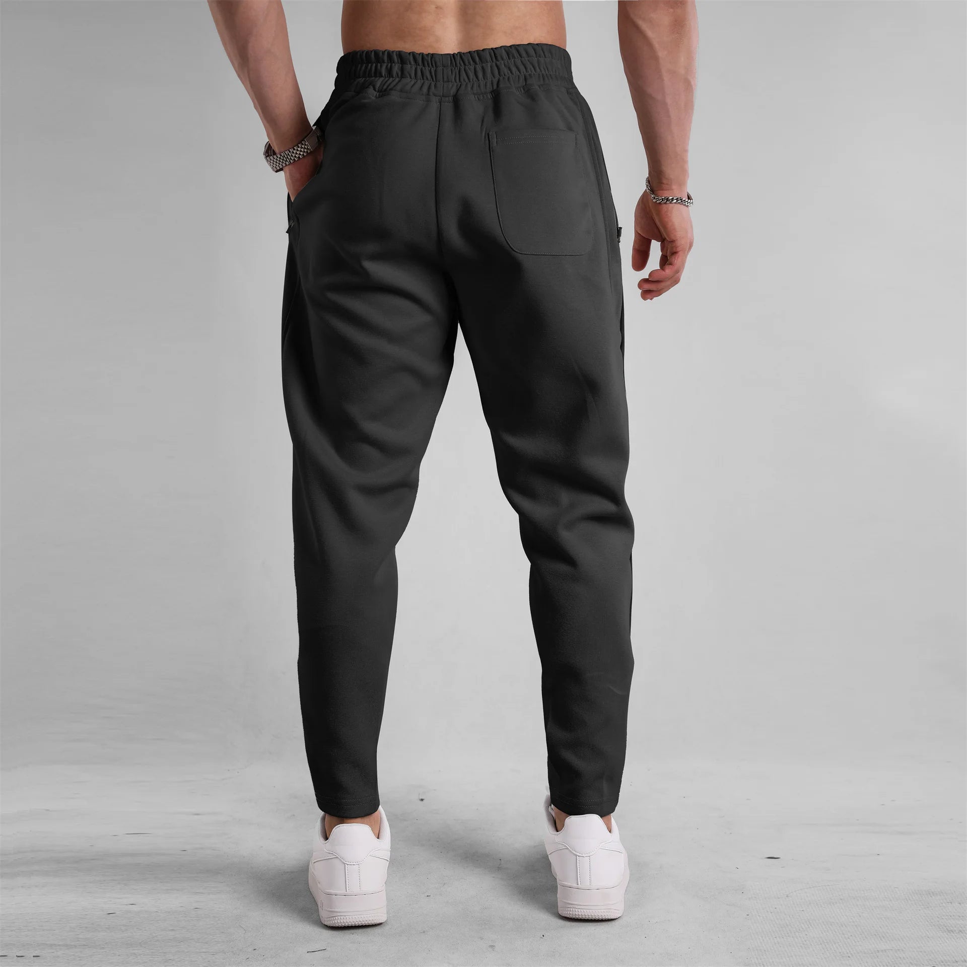Men's Clothing Sport Casual Zipper Baggy Pants Cotton Long Trousers Outdoor Gym Fitness Workout Jogging Sweatpants Trackpants