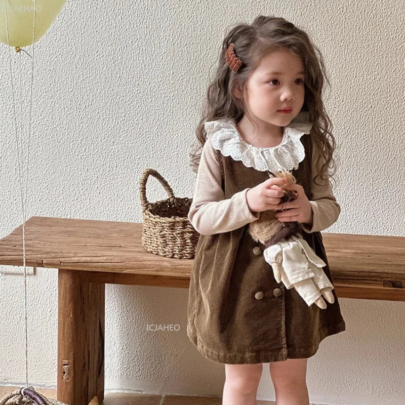 Girls' Corduroy Dress & Knit Top Set