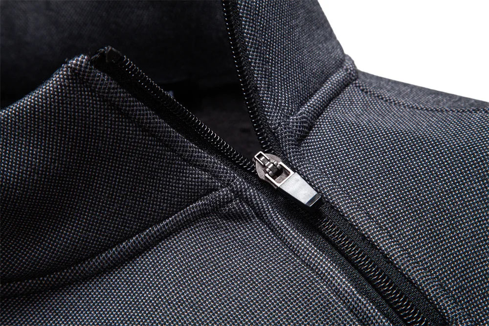 Men's New 2025 Autumn & Winter European Size Pullover Hoodie with Diagonal Zipper, Fleece-Lined, Thickened Stand Collar, Trendy