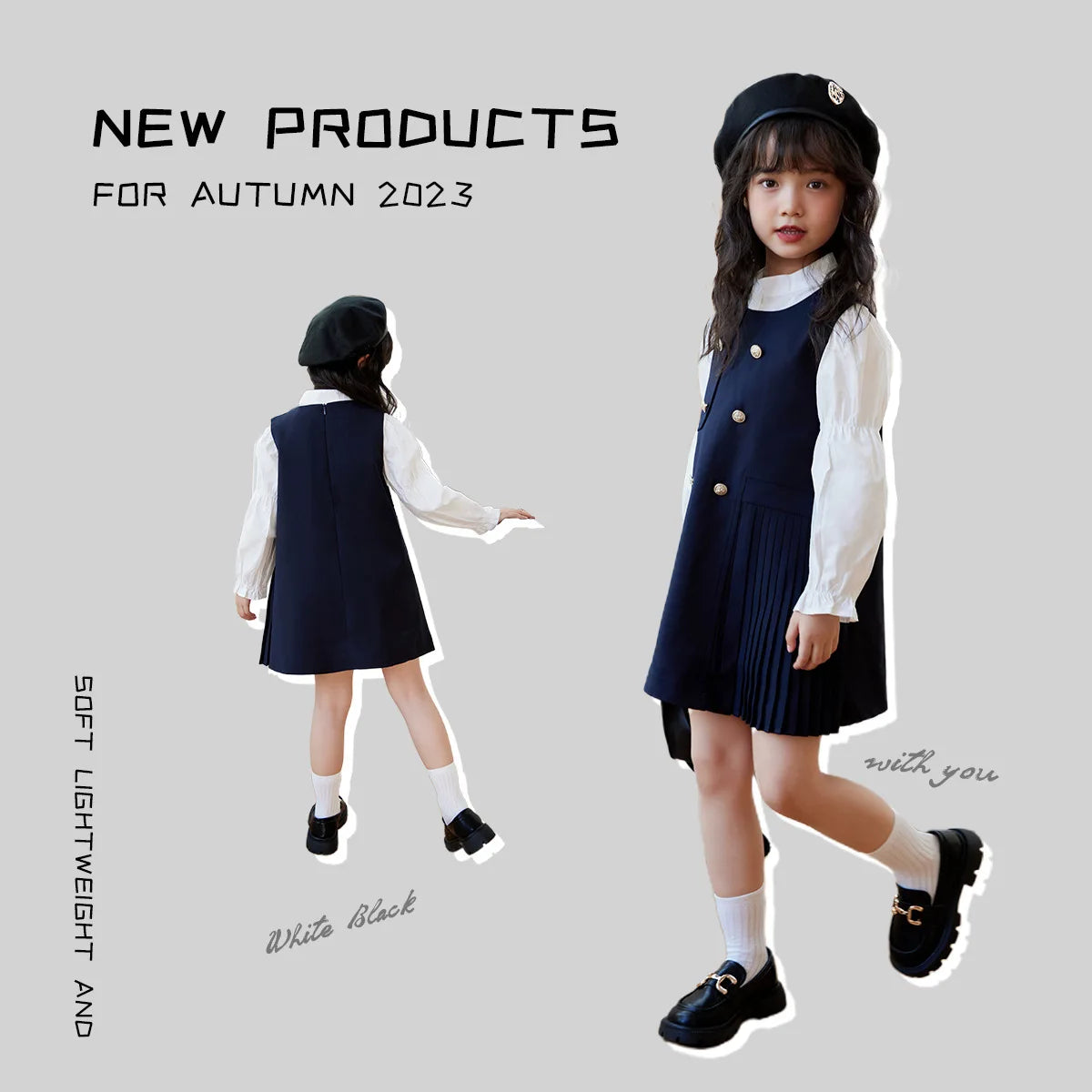 Girls' School Blouse & Sundress Set (2-8Y)