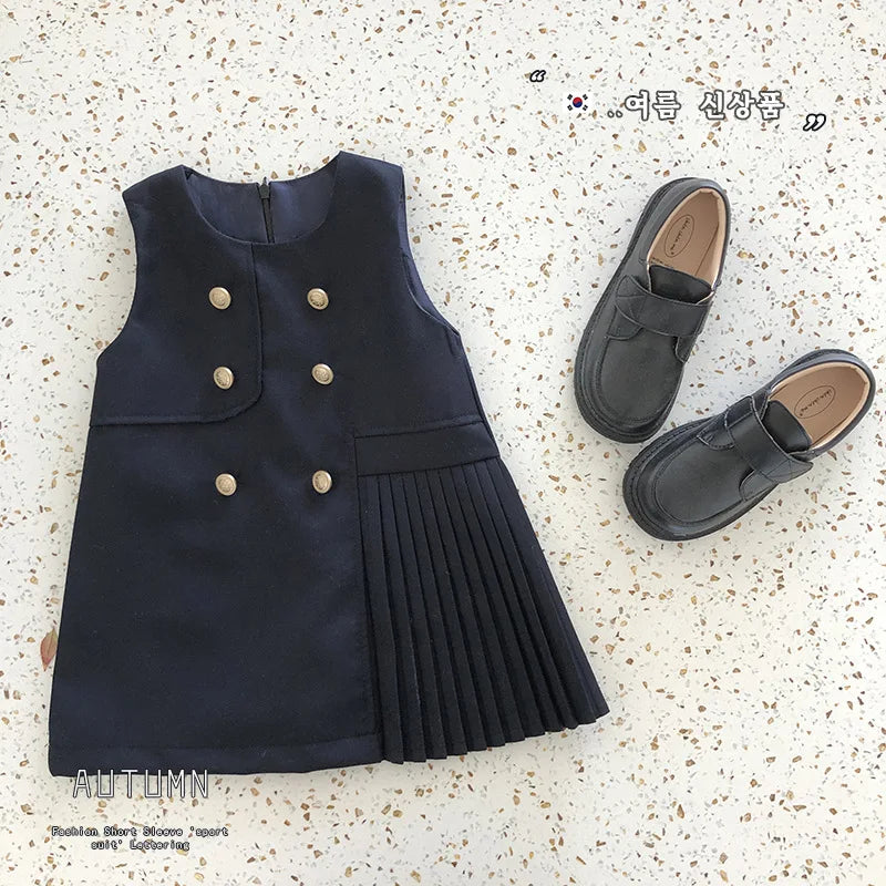 Girls' School Blouse & Sundress Set (2-8Y)