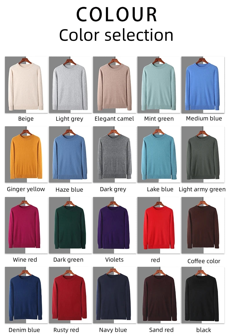 Men's Round Neck 100% Mink Cashmere Sweater Men 2024 Autumn and Winter Large Size Loose Knitted Sweater Keep Warm Top Men Jumper
