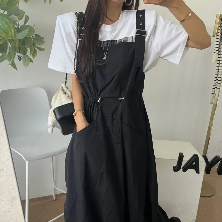 Women's Square Neck Drawstring Camisole Dress
