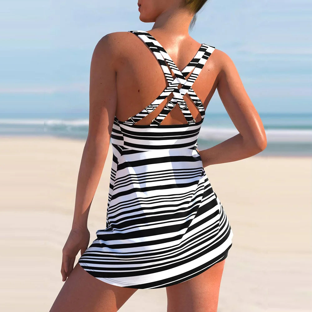 Women's Plus Size Tankini Swimsuit Set