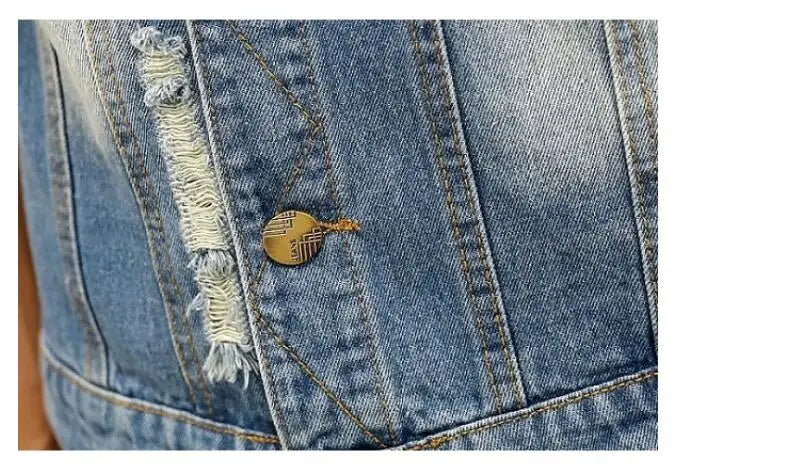Women's Ripped Denim Vest Jacket