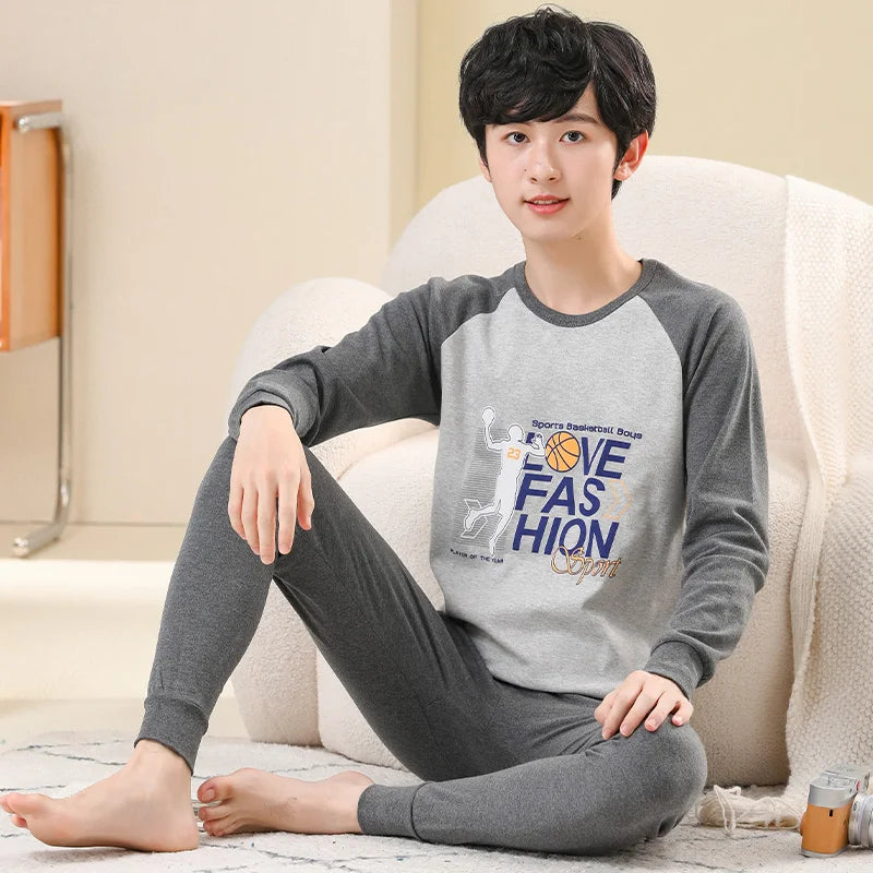 Kids' Cartoon Cotton Pajama Set (10-18Y)