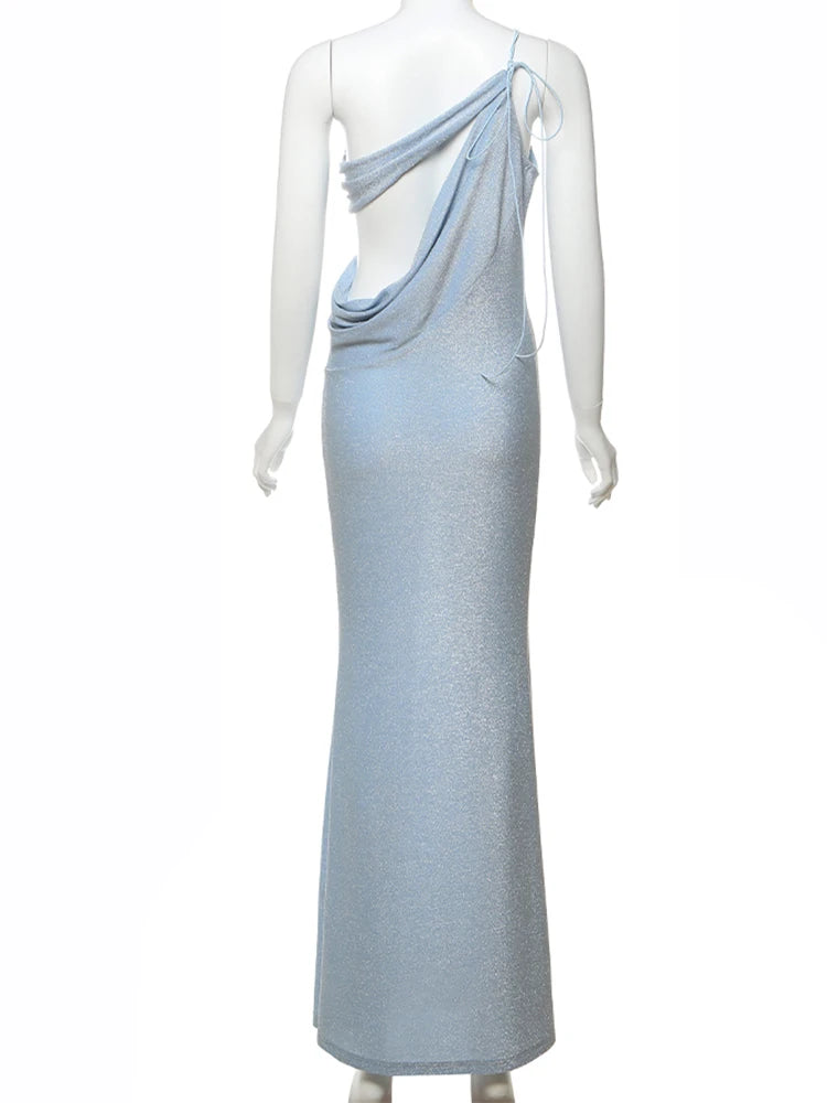 Women's Silk Backless Bandage Party Dress