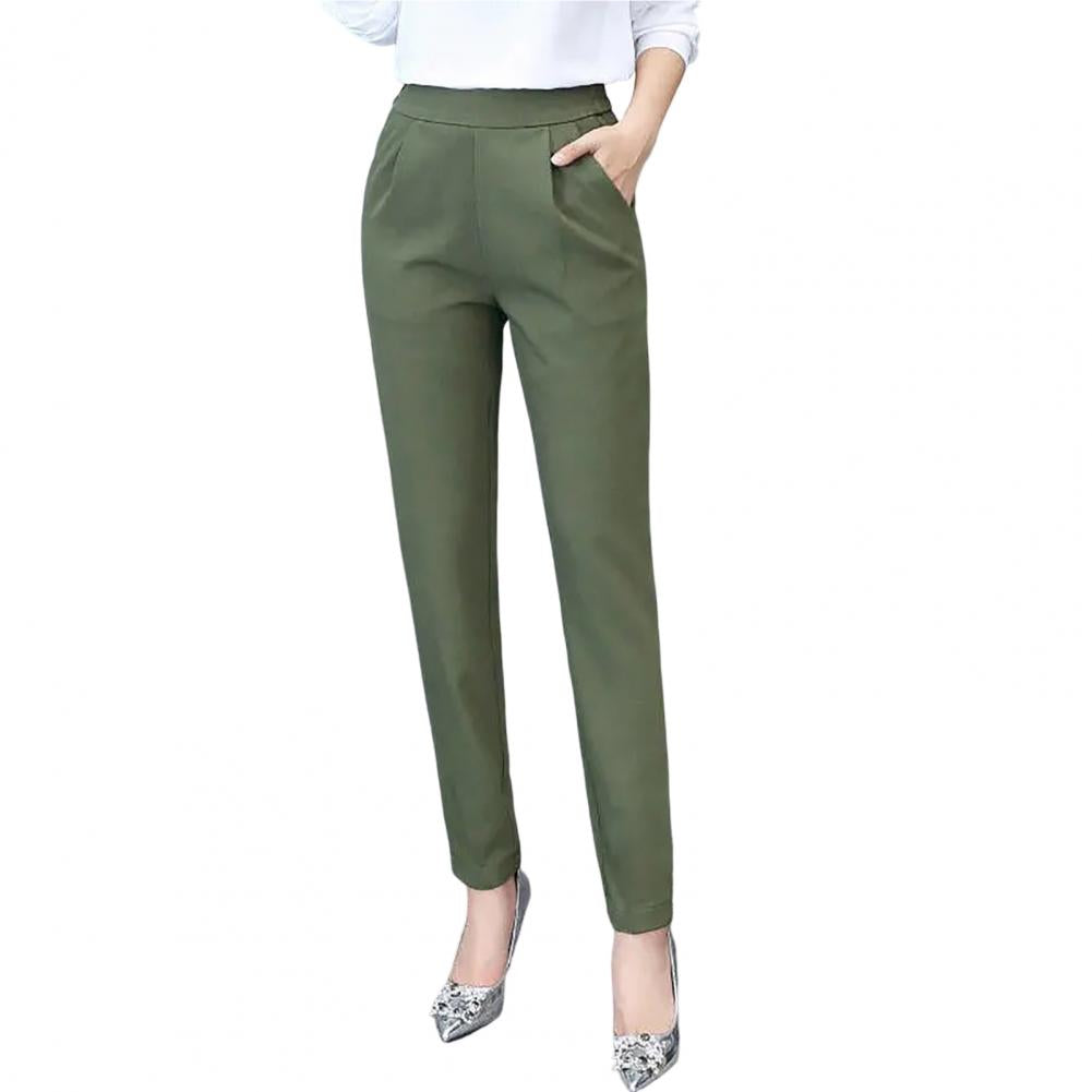 Women's High-Waist Slim Straight Ankle Pants