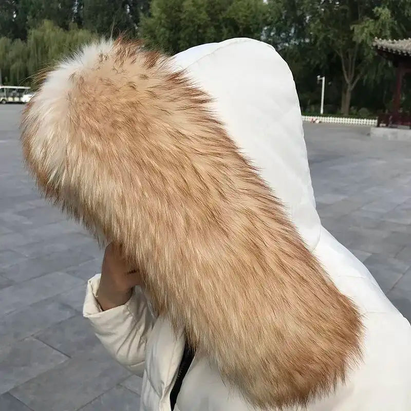 100% Real Fur Collar Luxury Warm Natural Raccoon Fur Scarf Women Genuine Fur Collar Scarves Large Fur Shawl Male Jacket Coat