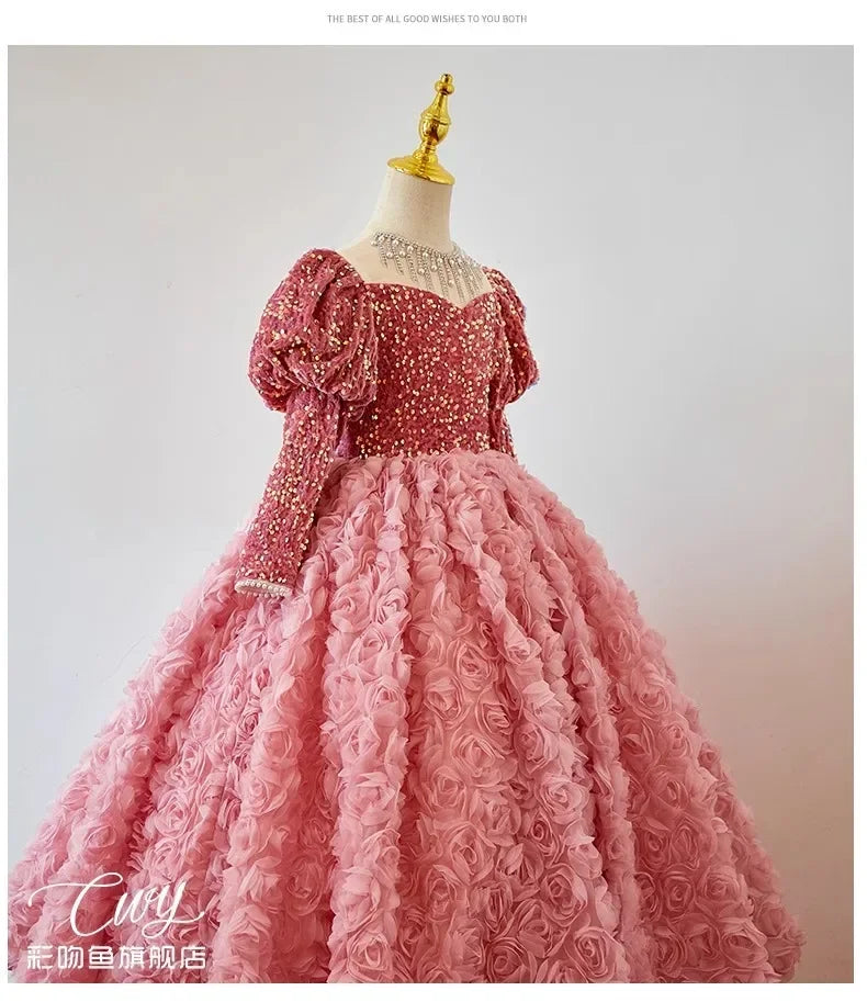 Girls' Pink Shiny Birthday Banquet Dress