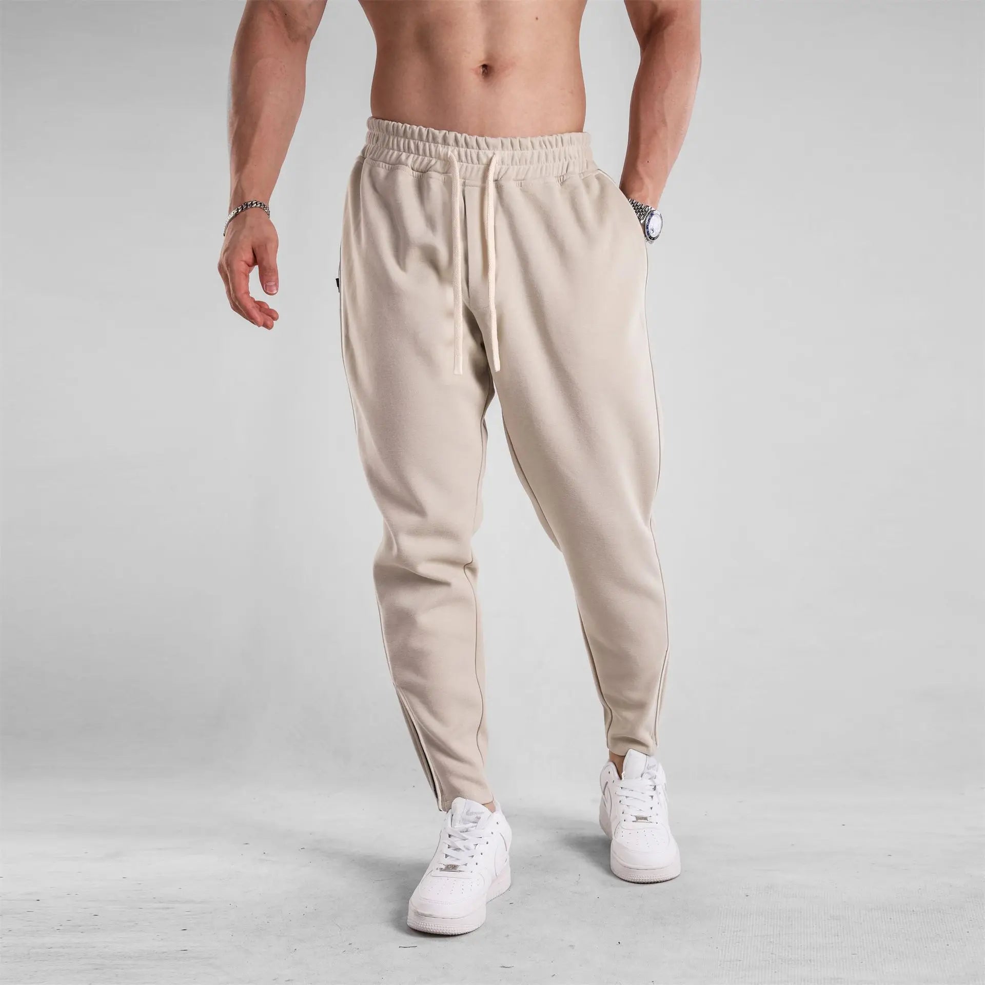 Men's Clothing Sport Casual Zipper Baggy Pants Cotton Long Trousers Outdoor Gym Fitness Workout Jogging Sweatpants Trackpants