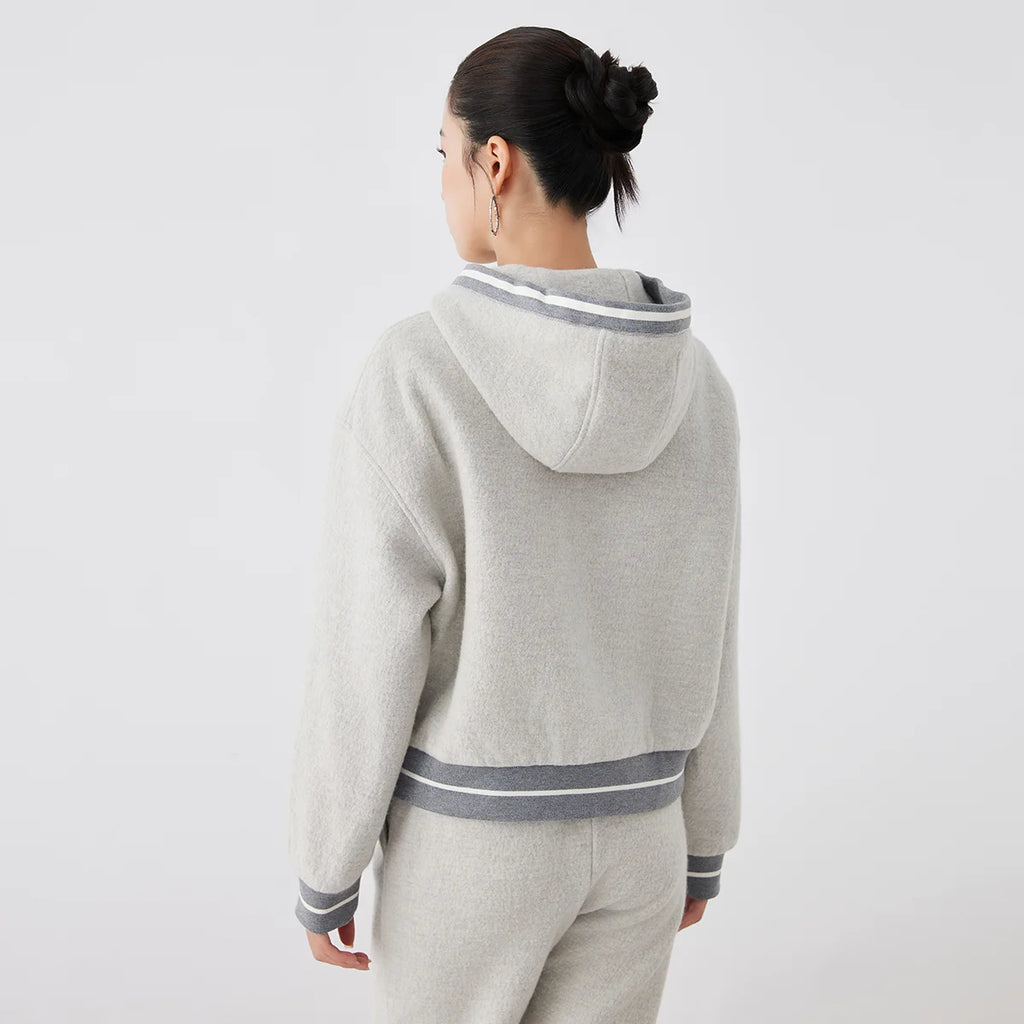 K2675W High quality luxury brand women's 100% merino wool pullover hooded sweatshirt hoody