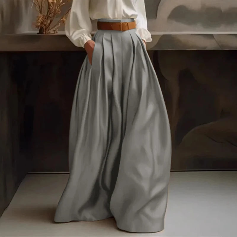 Women's Satin Wide-Leg Formal Trousers