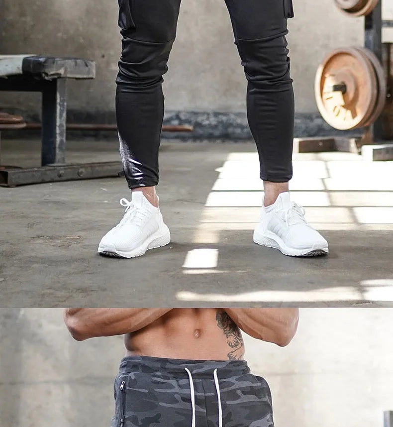 Men's Gym Fitness Multi-Pocket Workout Training Pants Cotton Jogging Sweatpants Camouflage Men  Fashion Training Trousers