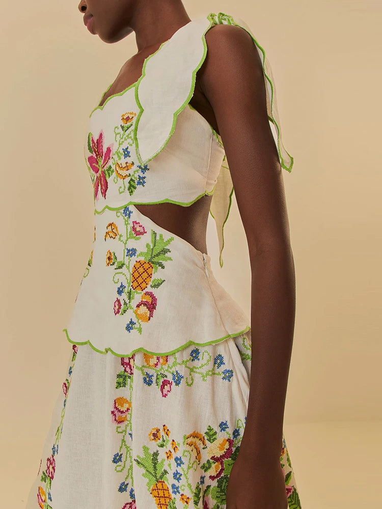 Women's Patchwork Lace-Up Sleeveless Dress