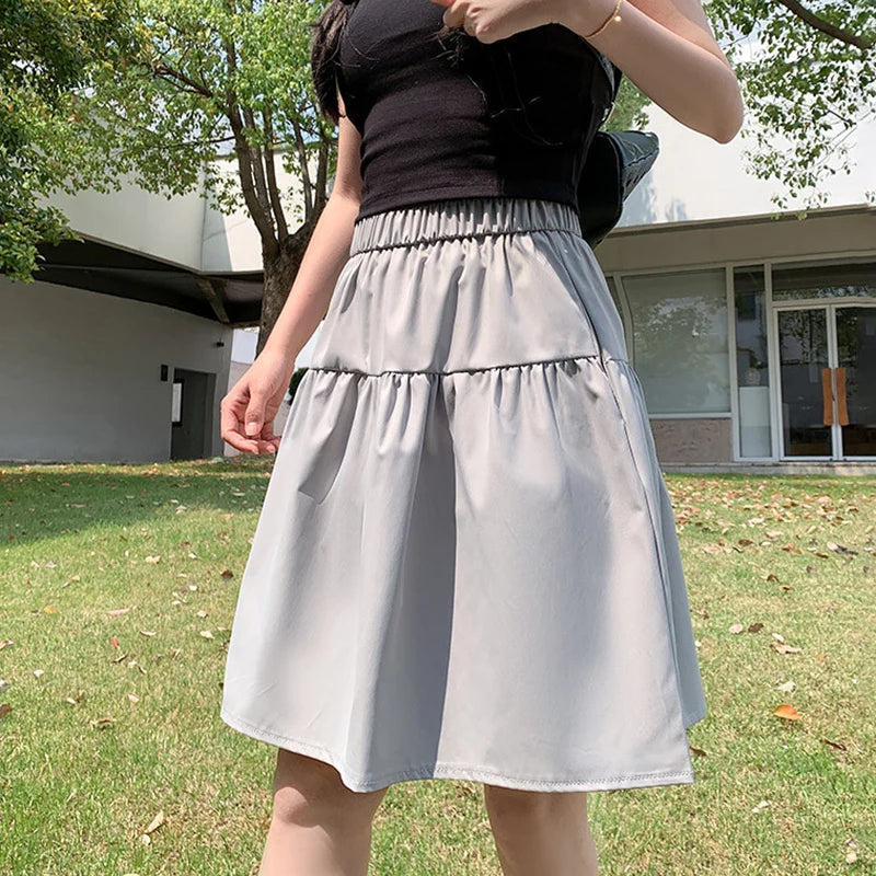 Women's High-Waist A-Line Pocket Midi Skirt