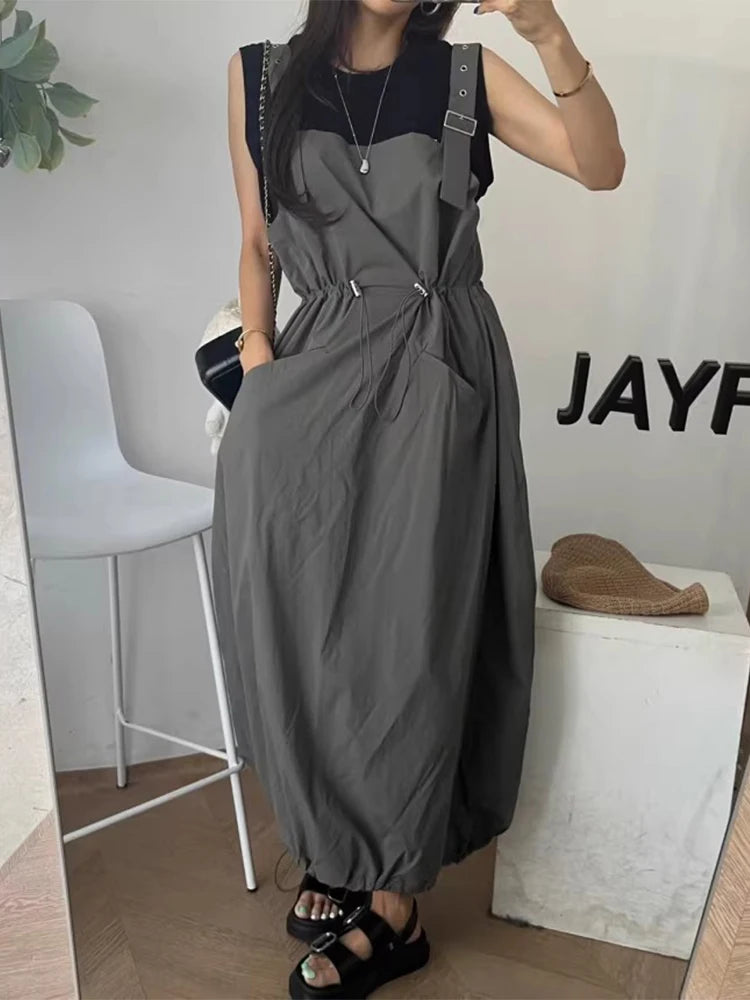Women's Square Neck Drawstring Camisole Dress
